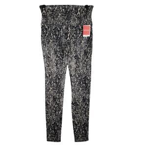 Spanx Women's L Faux Leather Shine Snakeskin Leggings Gray Animal Print New